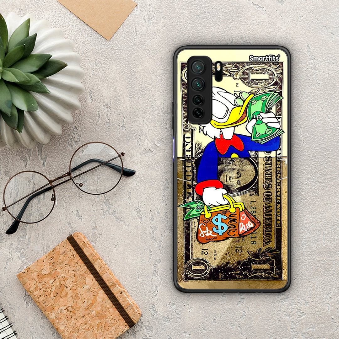 Θήκη Huawei P40 Lite 5G Duck Money από τη Smartfits με σχέδιο στο πίσω μέρος και μαύρο περίβλημα | Huawei P40 Lite 5G Duck Money Case with Colorful Back and Black Bezels