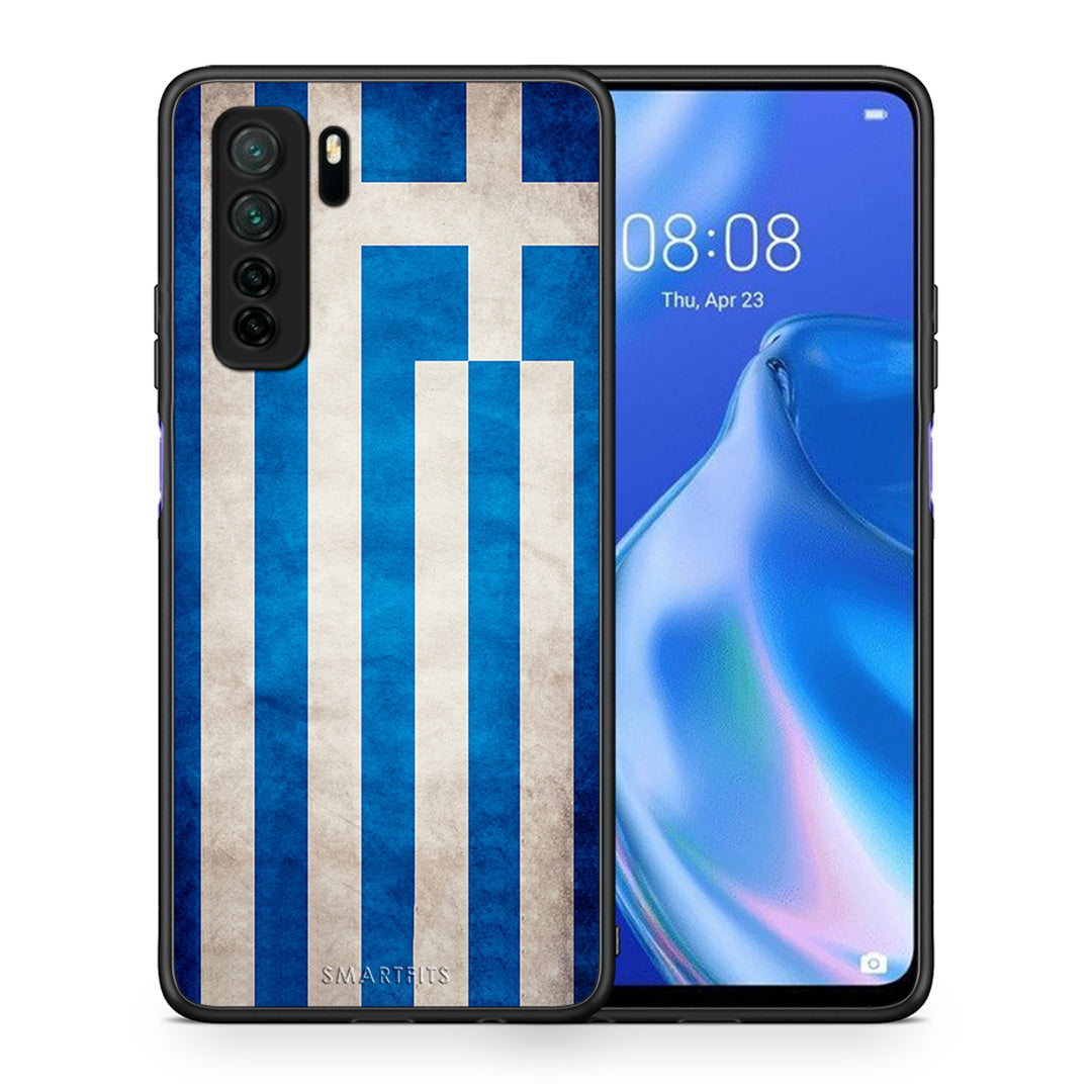 Θήκη Huawei P40 Lite 5G Flag Greek από τη Smartfits με σχέδιο στο πίσω μέρος και μαύρο περίβλημα | Huawei P40 Lite 5G Flag Greek Case with Colorful Back and Black Bezels