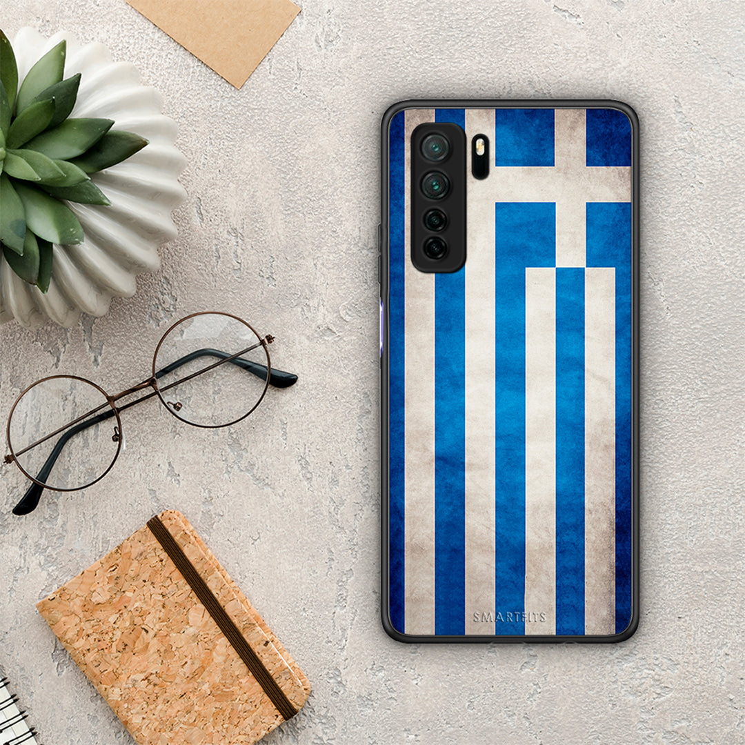 Θήκη Huawei P40 Lite 5G Flag Greek από τη Smartfits με σχέδιο στο πίσω μέρος και μαύρο περίβλημα | Huawei P40 Lite 5G Flag Greek Case with Colorful Back and Black Bezels