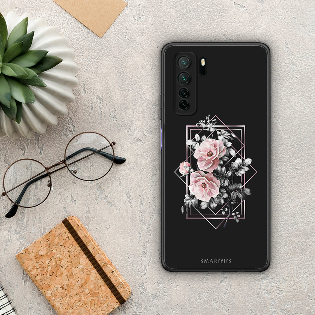 Θήκη Huawei P40 Lite 5G Flower Frame από τη Smartfits με σχέδιο στο πίσω μέρος και μαύρο περίβλημα | Huawei P40 Lite 5G Flower Frame Case with Colorful Back and Black Bezels