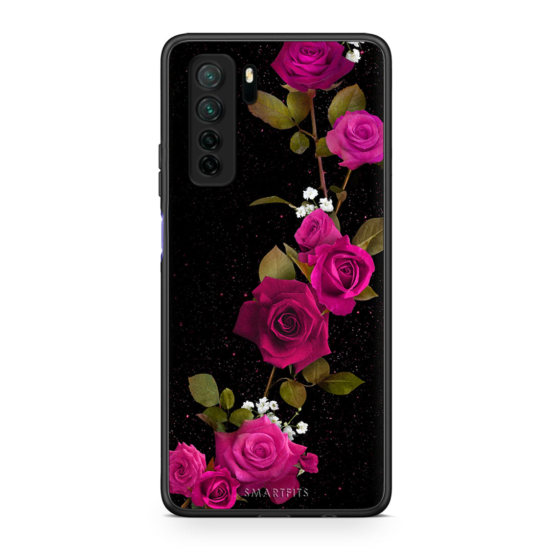 Θήκη Huawei P40 Lite 5G Flower Red Roses από τη Smartfits με σχέδιο στο πίσω μέρος και μαύρο περίβλημα | Huawei P40 Lite 5G Flower Red Roses Case with Colorful Back and Black Bezels