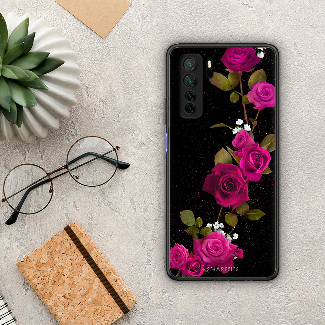 Θήκη Huawei P40 Lite 5G Flower Red Roses από τη Smartfits με σχέδιο στο πίσω μέρος και μαύρο περίβλημα | Huawei P40 Lite 5G Flower Red Roses Case with Colorful Back and Black Bezels
