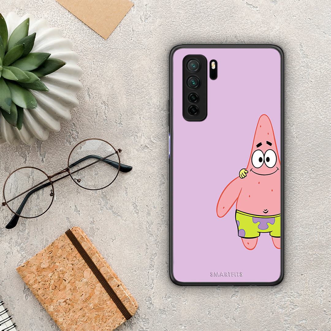 Θήκη Huawei P40 Lite 5G Friends Patrick από τη Smartfits με σχέδιο στο πίσω μέρος και μαύρο περίβλημα | Huawei P40 Lite 5G Friends Patrick Case with Colorful Back and Black Bezels