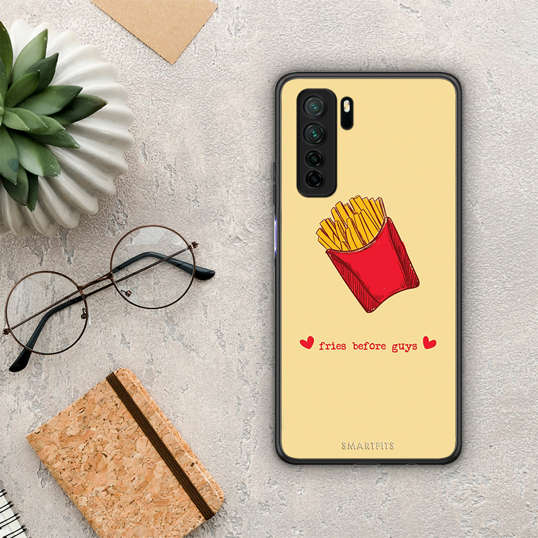 Θήκη Huawei P40 Lite 5G Fries Before Guys από τη Smartfits με σχέδιο στο πίσω μέρος και μαύρο περίβλημα | Huawei P40 Lite 5G Fries Before Guys Case with Colorful Back and Black Bezels