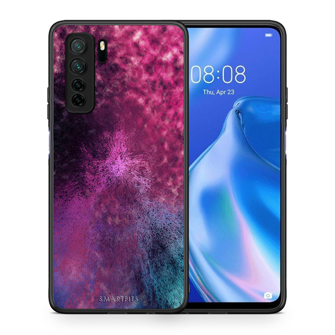 Θήκη Huawei P40 Lite 5G Galactic Aurora από τη Smartfits με σχέδιο στο πίσω μέρος και μαύρο περίβλημα | Huawei P40 Lite 5G Galactic Aurora Case with Colorful Back and Black Bezels