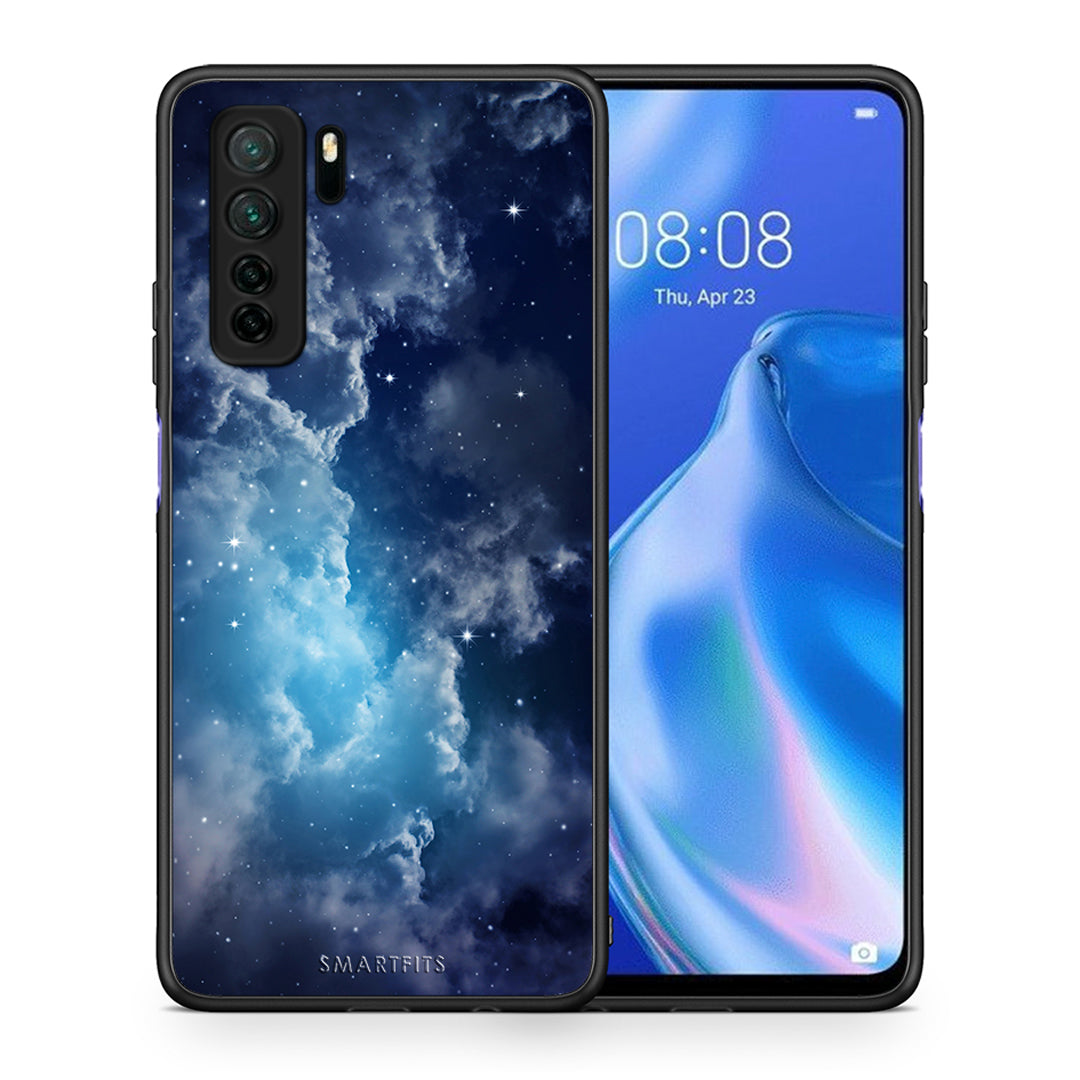 Θήκη Huawei P40 Lite 5G Galactic Blue Sky από τη Smartfits με σχέδιο στο πίσω μέρος και μαύρο περίβλημα | Huawei P40 Lite 5G Galactic Blue Sky Case with Colorful Back and Black Bezels