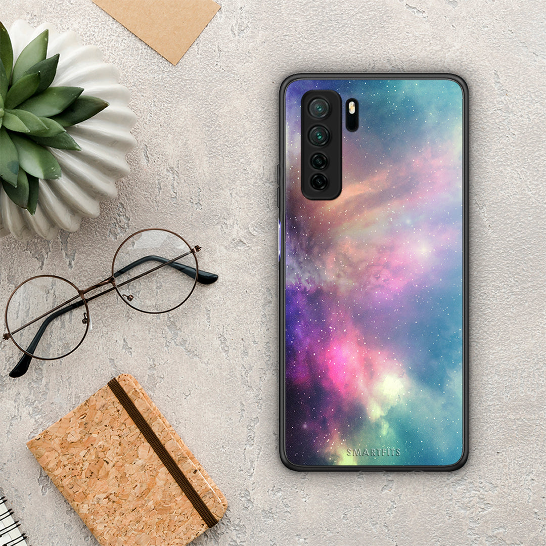 Θήκη Huawei P40 Lite 5G Galactic Rainbow από τη Smartfits με σχέδιο στο πίσω μέρος και μαύρο περίβλημα | Huawei P40 Lite 5G Galactic Rainbow Case with Colorful Back and Black Bezels