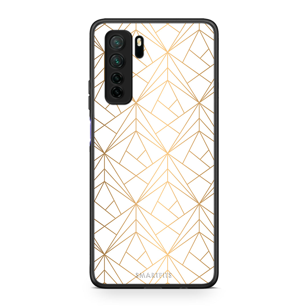 Θήκη Huawei P40 Lite 5G Geometric Luxury White από τη Smartfits με σχέδιο στο πίσω μέρος και μαύρο περίβλημα | Huawei P40 Lite 5G Geometric Luxury White Case with Colorful Back and Black Bezels