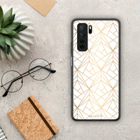 Thumbnail for Θήκη Huawei P40 Lite 5G Geometric Luxury White από τη Smartfits με σχέδιο στο πίσω μέρος και μαύρο περίβλημα | Huawei P40 Lite 5G Geometric Luxury White Case with Colorful Back and Black Bezels