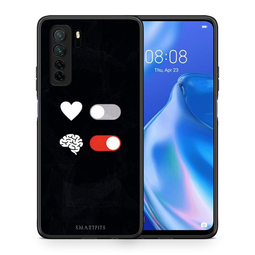 Θήκη Huawei P40 Lite 5G Heart Vs Brain από τη Smartfits με σχέδιο στο πίσω μέρος και μαύρο περίβλημα | Huawei P40 Lite 5G Heart Vs Brain Case with Colorful Back and Black Bezels