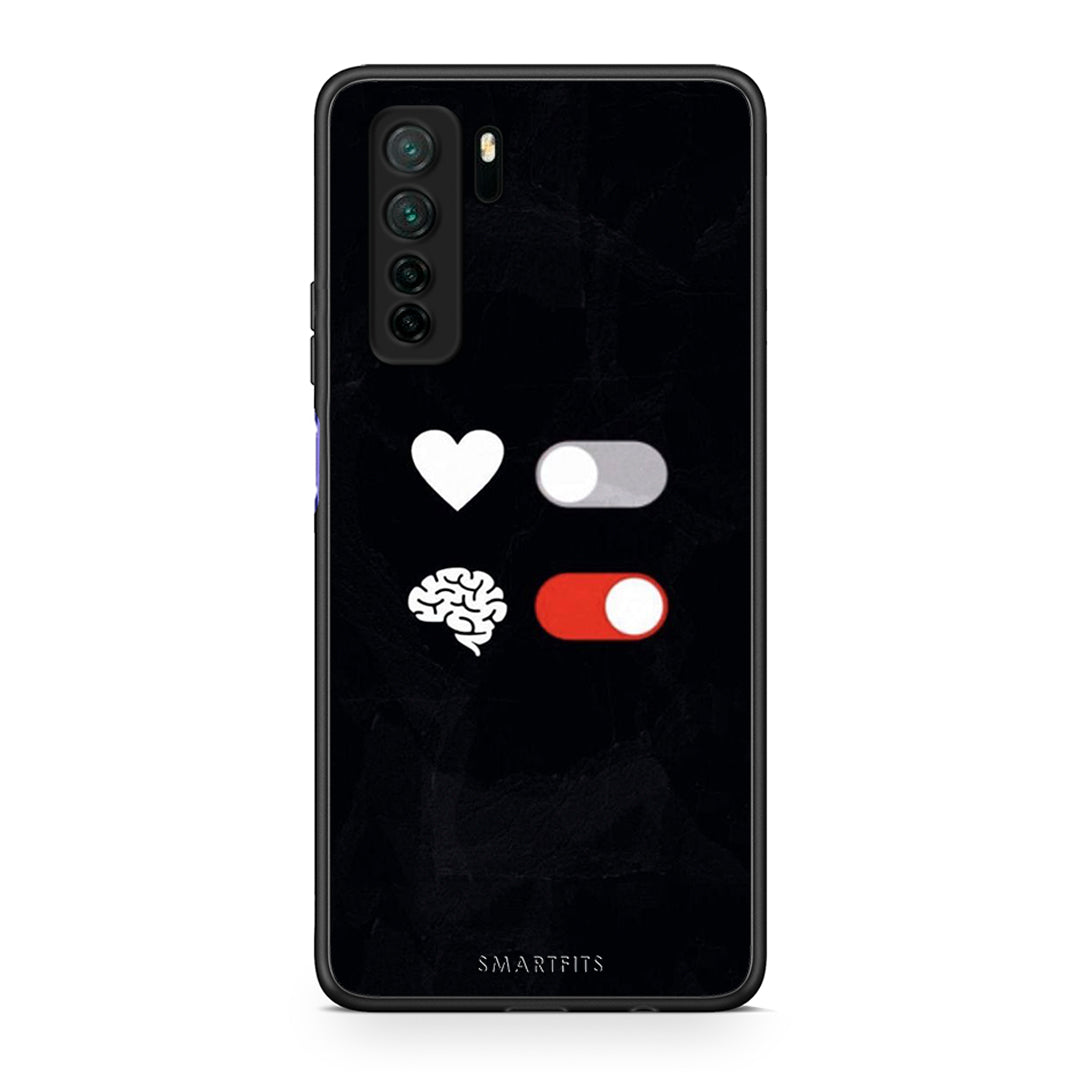 Θήκη Huawei P40 Lite 5G Heart Vs Brain από τη Smartfits με σχέδιο στο πίσω μέρος και μαύρο περίβλημα | Huawei P40 Lite 5G Heart Vs Brain Case with Colorful Back and Black Bezels