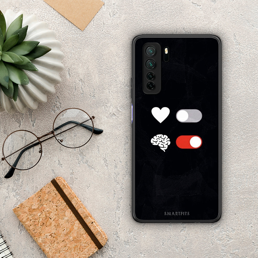 Θήκη Huawei P40 Lite 5G Heart Vs Brain από τη Smartfits με σχέδιο στο πίσω μέρος και μαύρο περίβλημα | Huawei P40 Lite 5G Heart Vs Brain Case with Colorful Back and Black Bezels