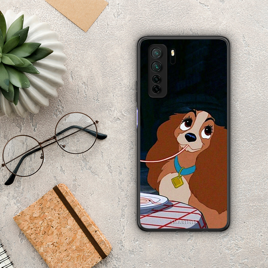 Θήκη Huawei P40 Lite 5G Lady And Tramp 2 από τη Smartfits με σχέδιο στο πίσω μέρος και μαύρο περίβλημα | Huawei P40 Lite 5G Lady And Tramp 2 Case with Colorful Back and Black Bezels