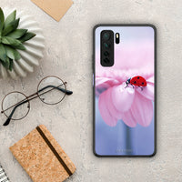 Thumbnail for Θήκη Huawei P40 Lite 5G Ladybug Flower από τη Smartfits με σχέδιο στο πίσω μέρος και μαύρο περίβλημα | Huawei P40 Lite 5G Ladybug Flower Case with Colorful Back and Black Bezels