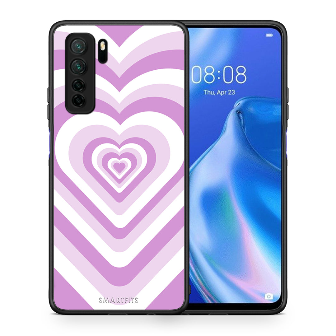 Θήκη Huawei P40 Lite 5G Lilac Hearts από τη Smartfits με σχέδιο στο πίσω μέρος και μαύρο περίβλημα | Huawei P40 Lite 5G Lilac Hearts Case with Colorful Back and Black Bezels