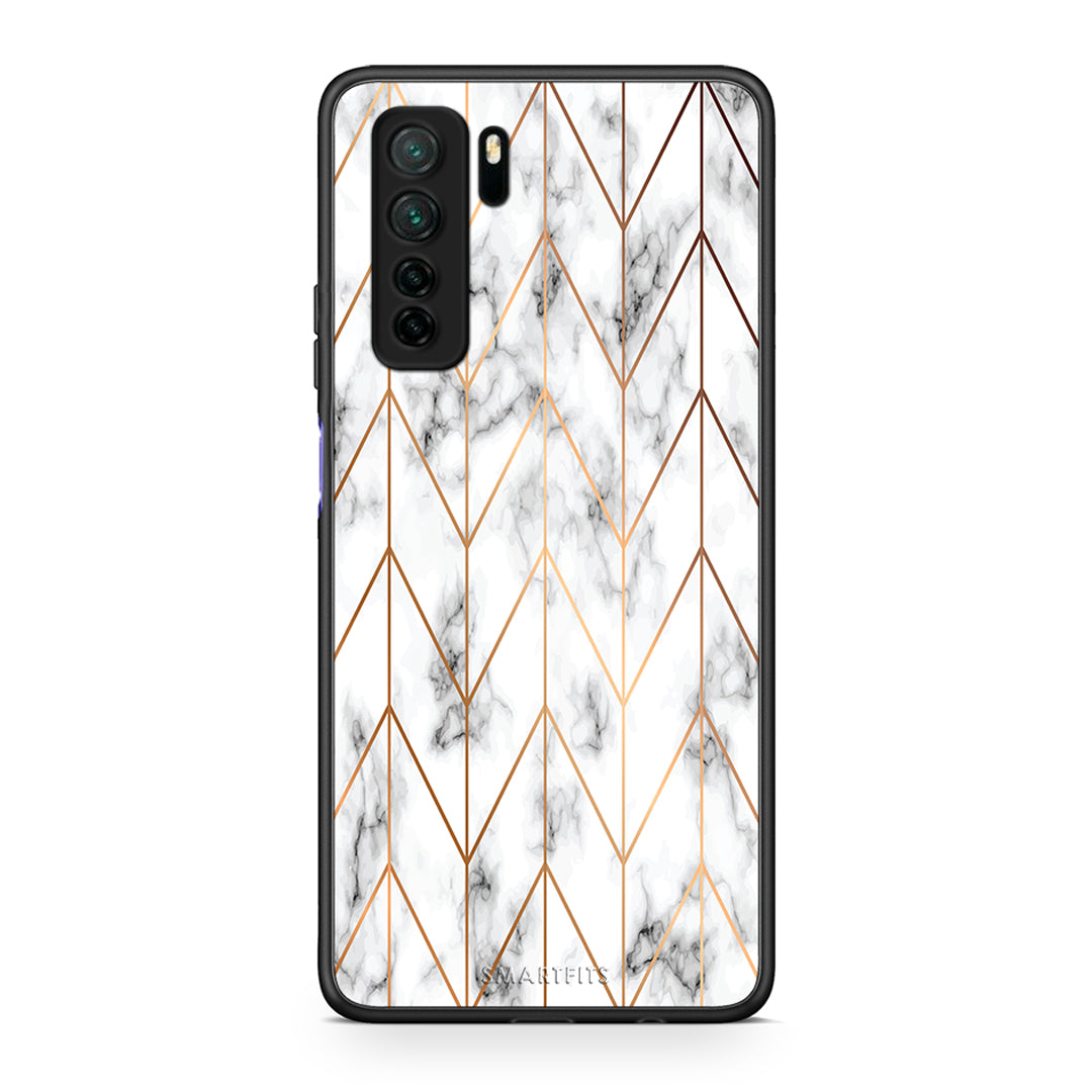 Θήκη Huawei P40 Lite 5G Marble Gold Geometric από τη Smartfits με σχέδιο στο πίσω μέρος και μαύρο περίβλημα | Huawei P40 Lite 5G Marble Gold Geometric Case with Colorful Back and Black Bezels