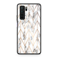 Thumbnail for Θήκη Huawei P40 Lite 5G Marble Gold Geometric από τη Smartfits με σχέδιο στο πίσω μέρος και μαύρο περίβλημα | Huawei P40 Lite 5G Marble Gold Geometric Case with Colorful Back and Black Bezels