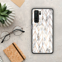 Thumbnail for Θήκη Huawei P40 Lite 5G Marble Gold Geometric από τη Smartfits με σχέδιο στο πίσω μέρος και μαύρο περίβλημα | Huawei P40 Lite 5G Marble Gold Geometric Case with Colorful Back and Black Bezels