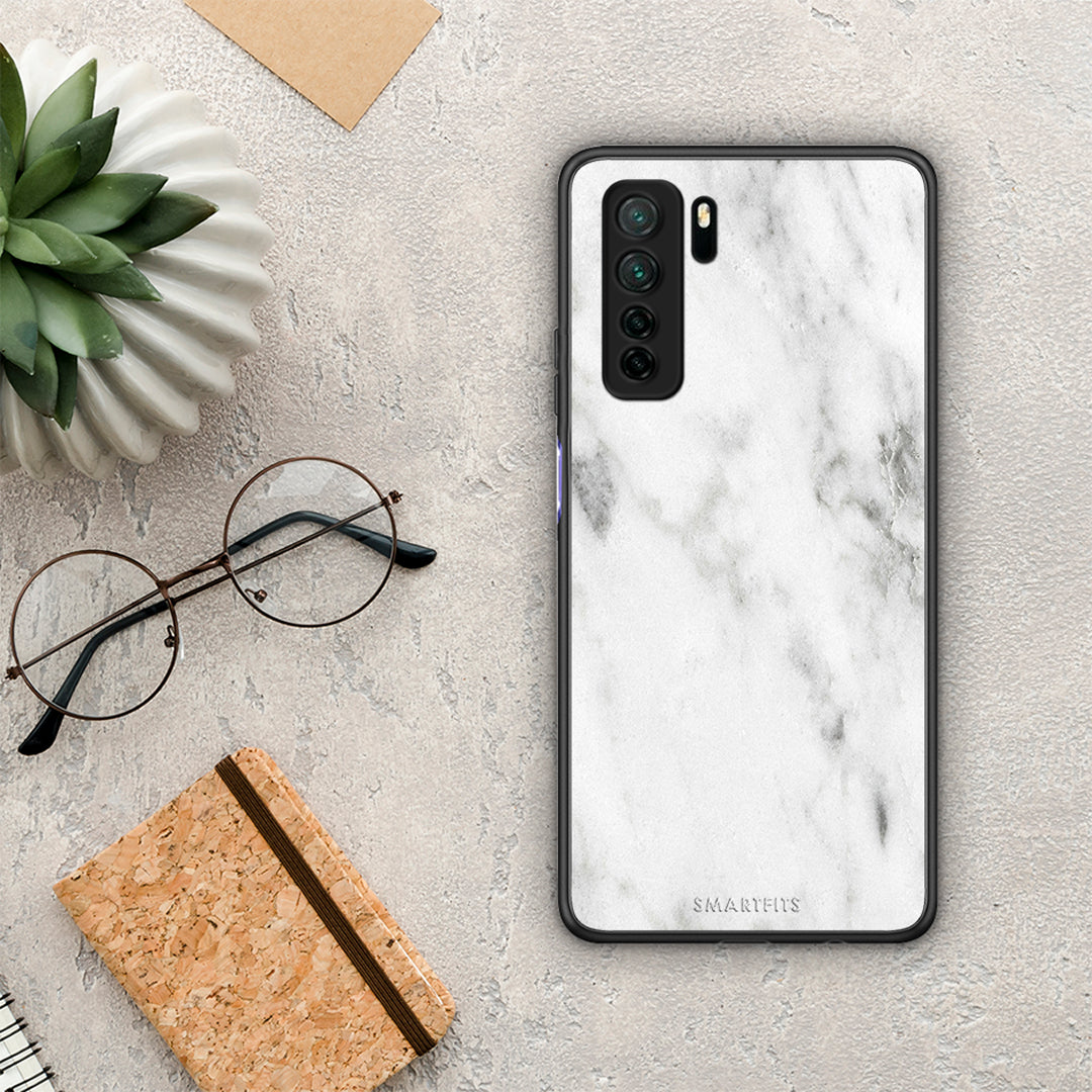 Θήκη Huawei P40 Lite 5G Marble White από τη Smartfits με σχέδιο στο πίσω μέρος και μαύρο περίβλημα | Huawei P40 Lite 5G Marble White Case with Colorful Back and Black Bezels