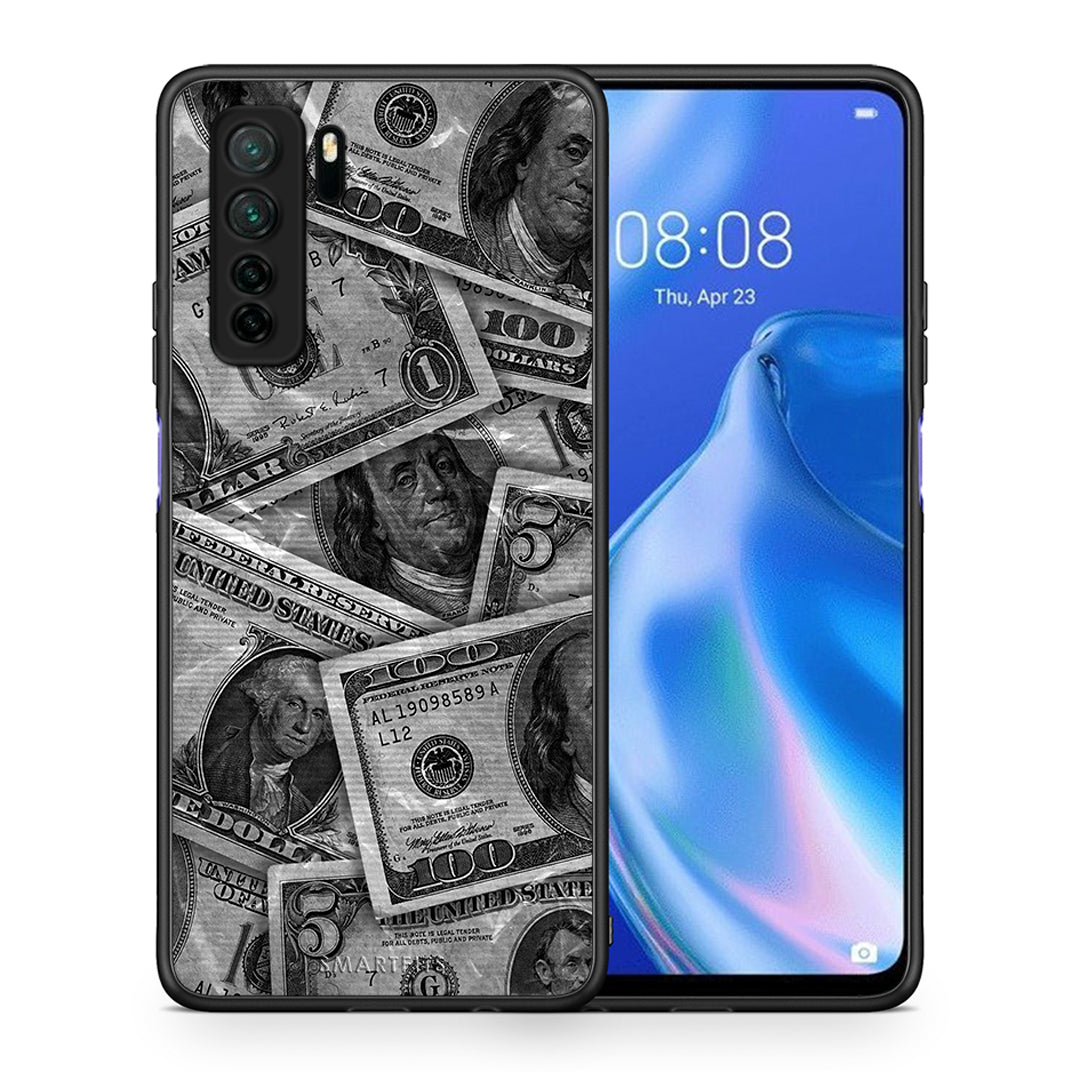 Θήκη Huawei P40 Lite 5G Money Dollars από τη Smartfits με σχέδιο στο πίσω μέρος και μαύρο περίβλημα | Huawei P40 Lite 5G Money Dollars Case with Colorful Back and Black Bezels