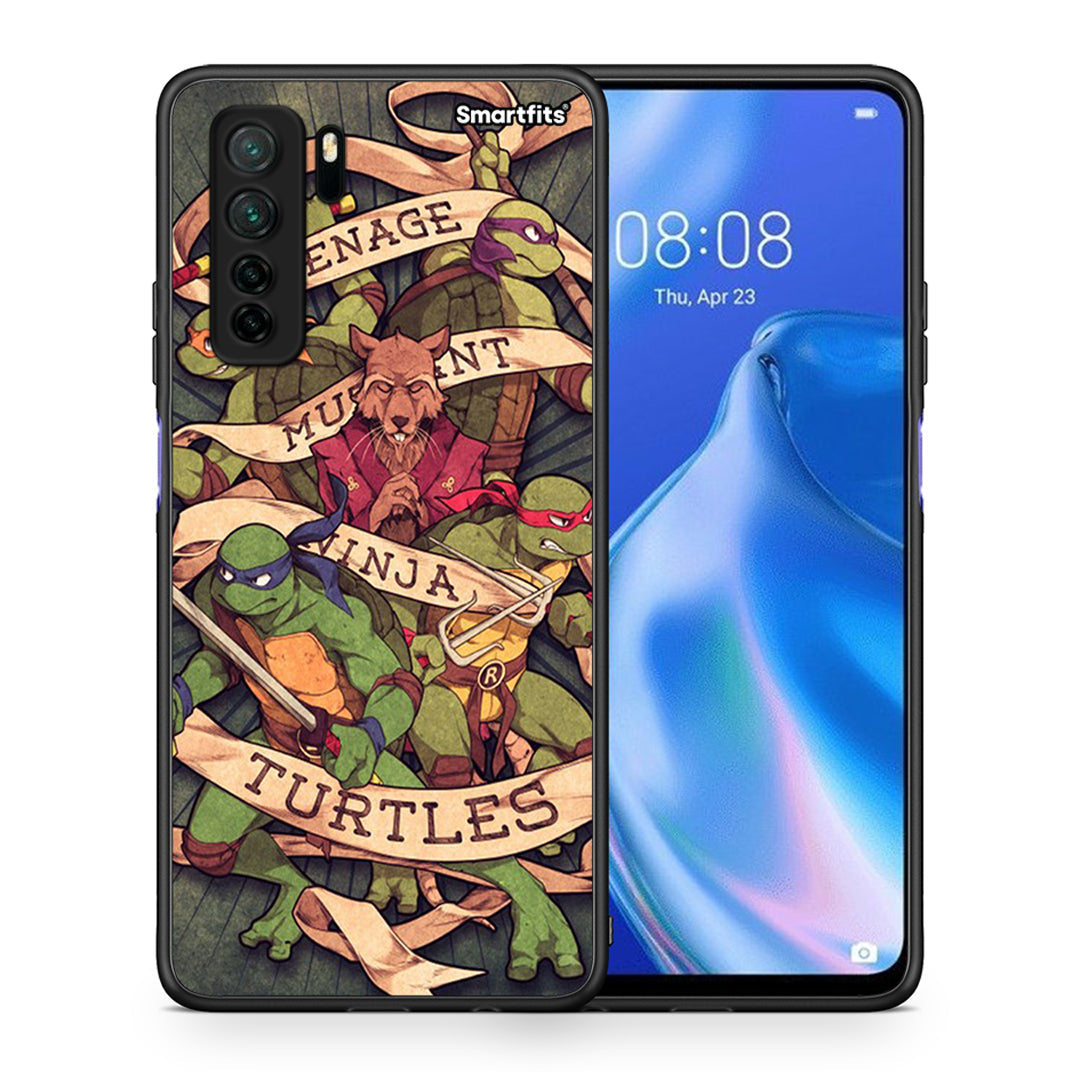 Θήκη Huawei P40 Lite 5G Ninja Turtles από τη Smartfits με σχέδιο στο πίσω μέρος και μαύρο περίβλημα | Huawei P40 Lite 5G Ninja Turtles Case with Colorful Back and Black Bezels