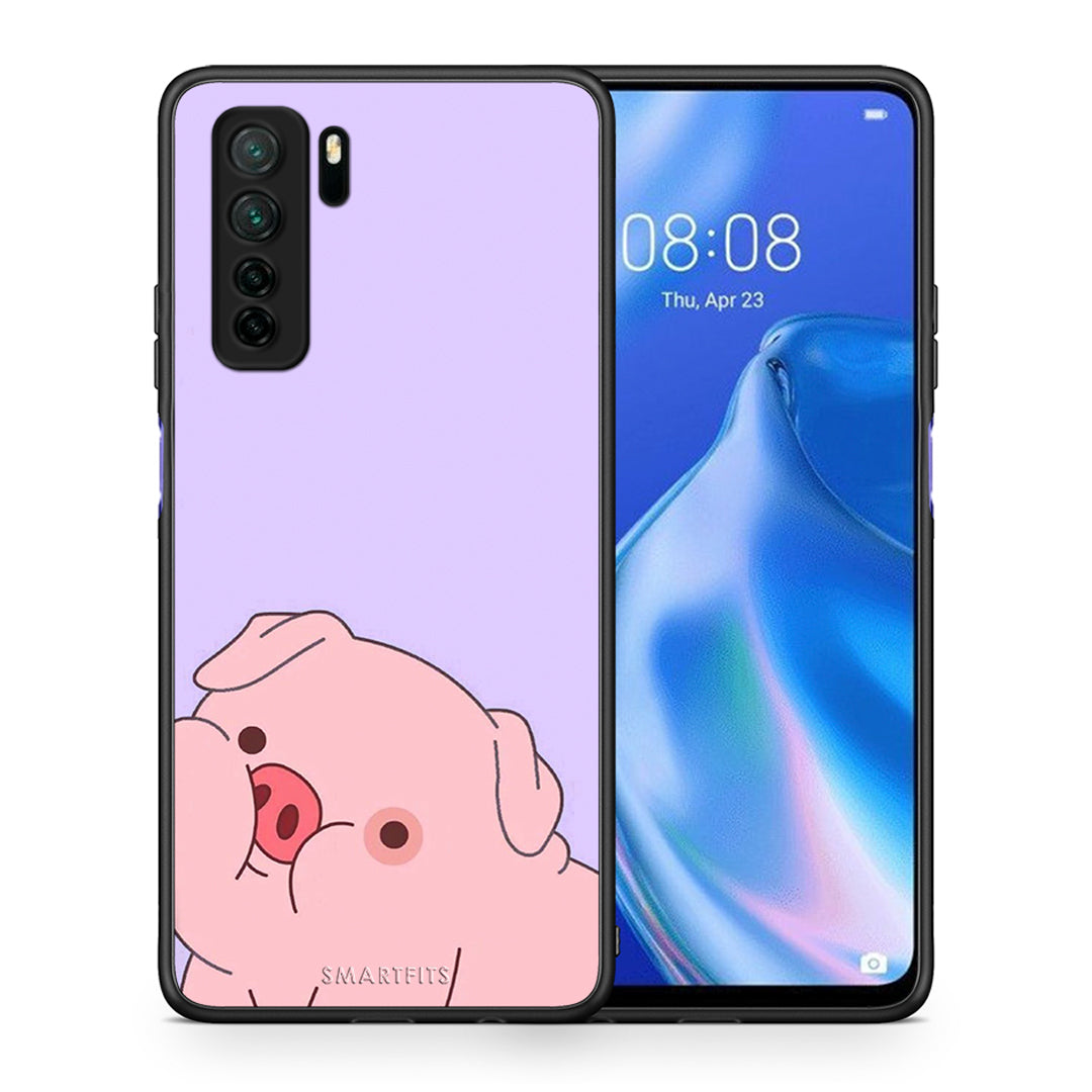 Θήκη Huawei P40 Lite 5G Pig Love 2 από τη Smartfits με σχέδιο στο πίσω μέρος και μαύρο περίβλημα | Huawei P40 Lite 5G Pig Love 2 Case with Colorful Back and Black Bezels