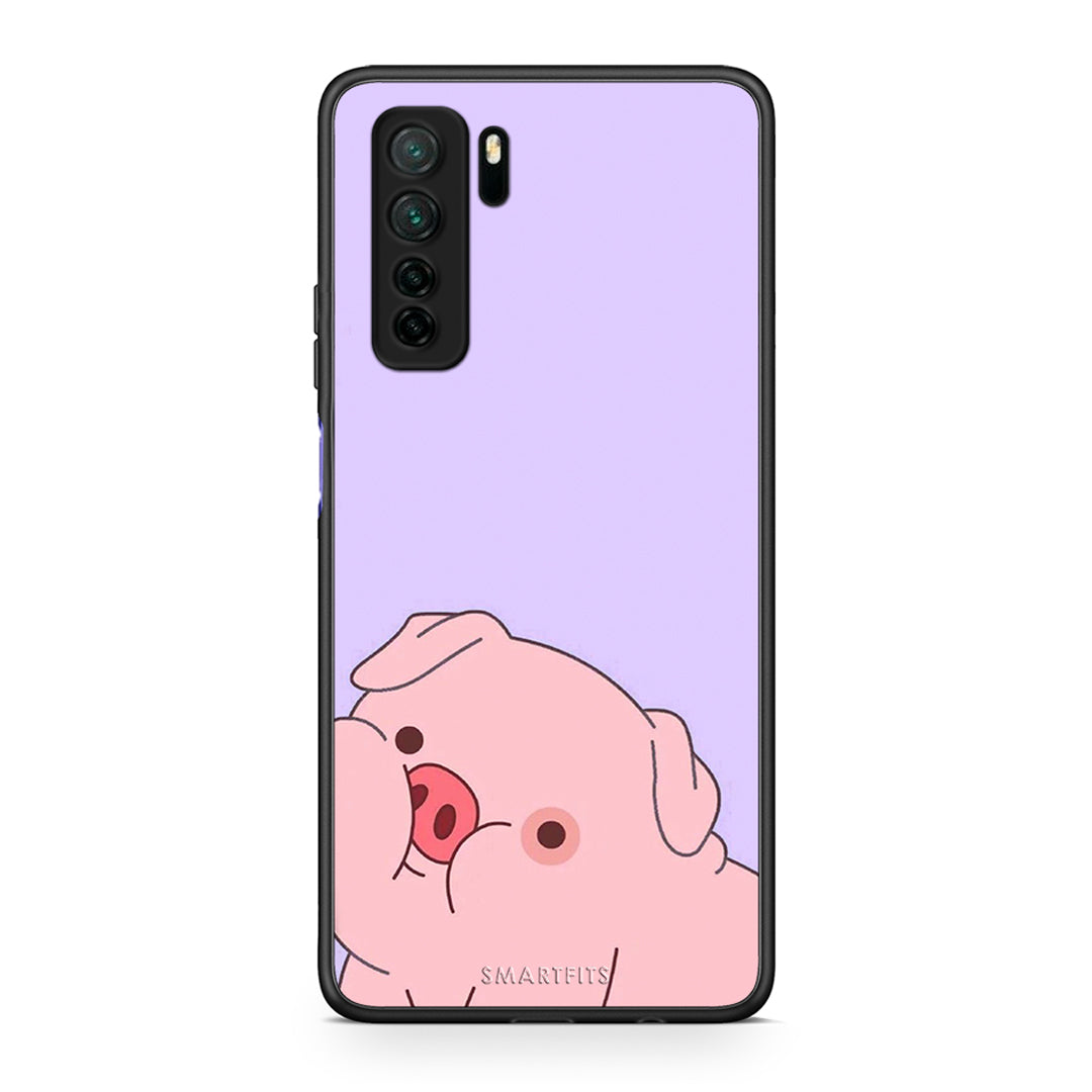 Θήκη Huawei P40 Lite 5G Pig Love 2 από τη Smartfits με σχέδιο στο πίσω μέρος και μαύρο περίβλημα | Huawei P40 Lite 5G Pig Love 2 Case with Colorful Back and Black Bezels