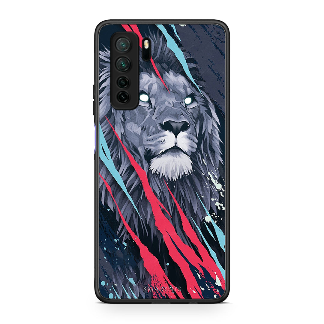 Θήκη Huawei P40 Lite 5G PopArt Lion Designer από τη Smartfits με σχέδιο στο πίσω μέρος και μαύρο περίβλημα | Huawei P40 Lite 5G PopArt Lion Designer Case with Colorful Back and Black Bezels