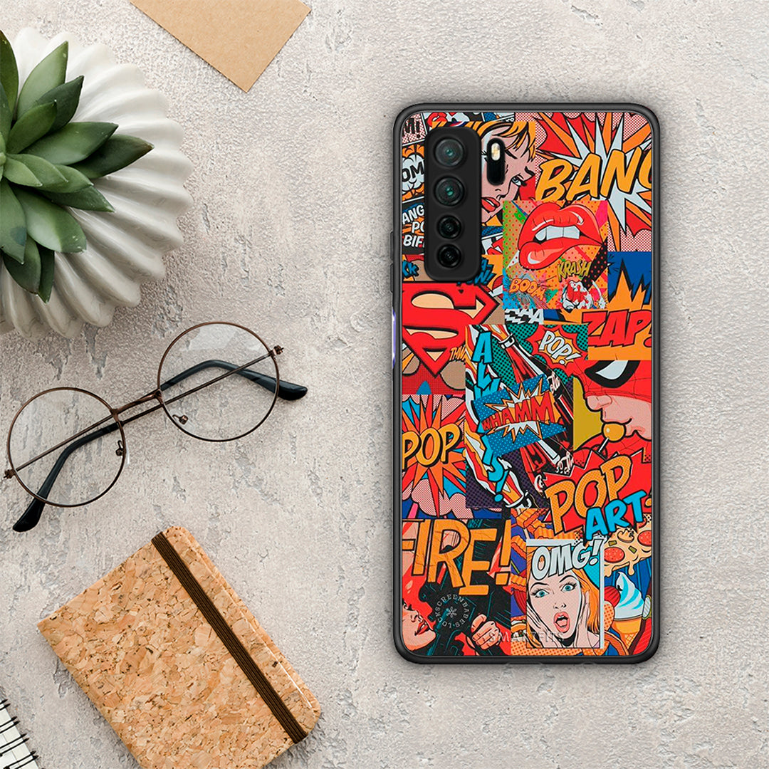 Θήκη Huawei P40 Lite 5G PopArt OMG από τη Smartfits με σχέδιο στο πίσω μέρος και μαύρο περίβλημα | Huawei P40 Lite 5G PopArt OMG Case with Colorful Back and Black Bezels