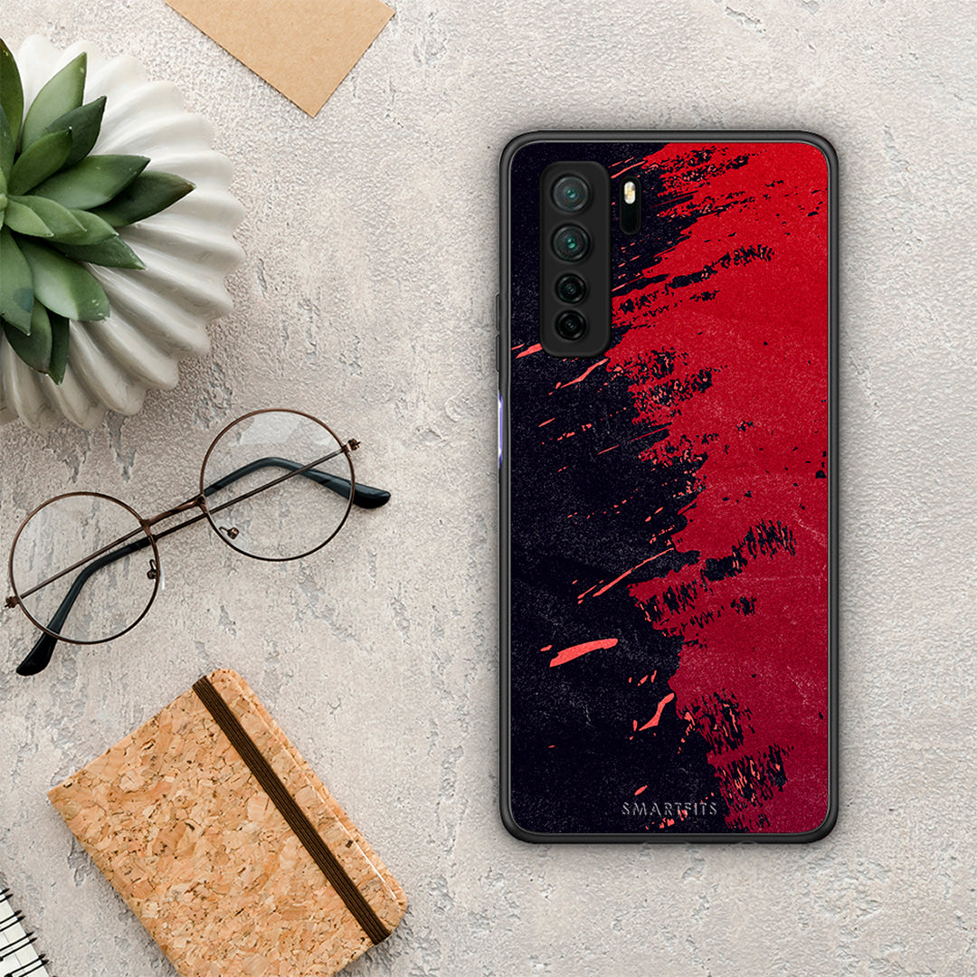 Θήκη Huawei P40 Lite 5G Red Paint από τη Smartfits με σχέδιο στο πίσω μέρος και μαύρο περίβλημα | Huawei P40 Lite 5G Red Paint Case with Colorful Back and Black Bezels