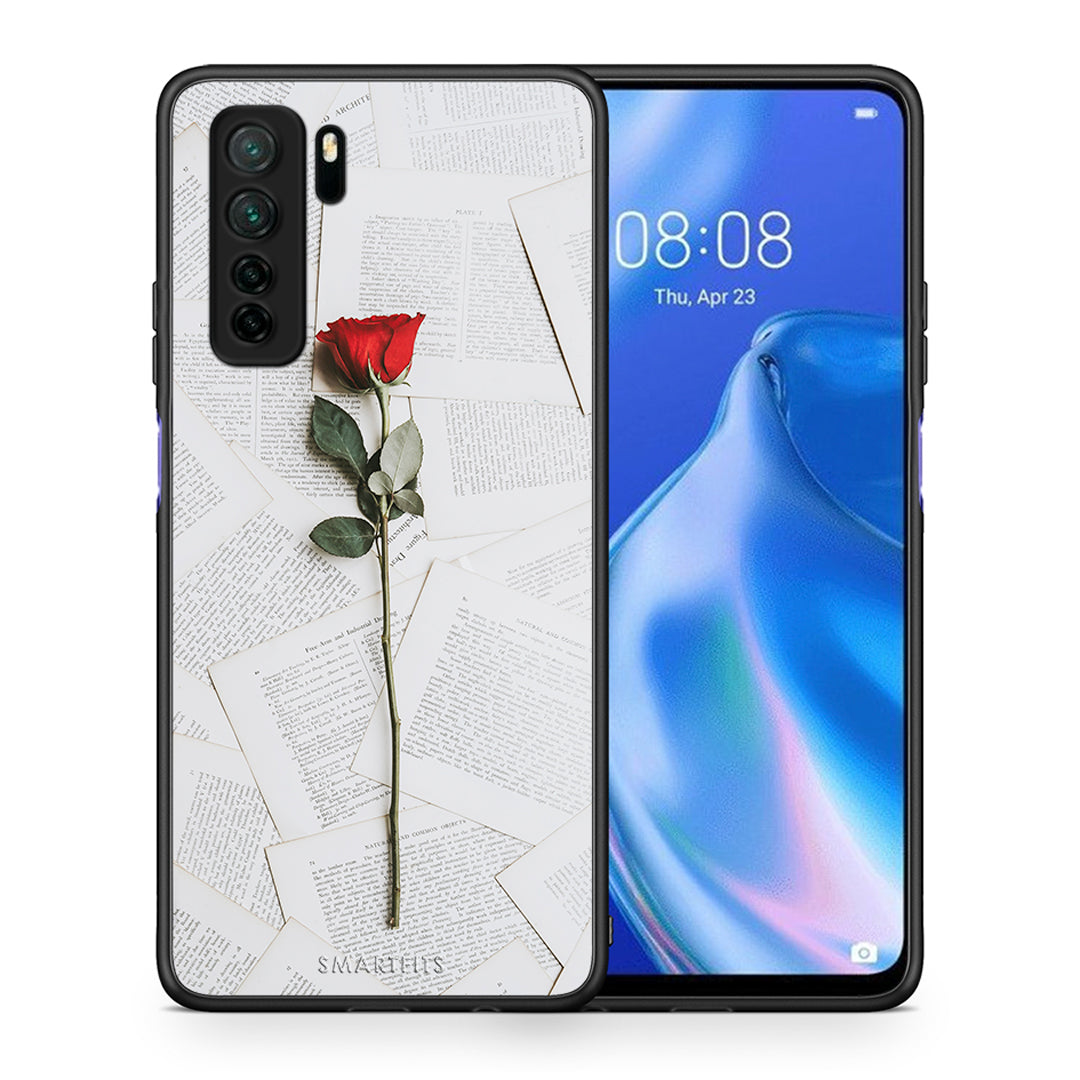 Θήκη Huawei P40 Lite 5G Red Rose από τη Smartfits με σχέδιο στο πίσω μέρος και μαύρο περίβλημα | Huawei P40 Lite 5G Red Rose Case with Colorful Back and Black Bezels