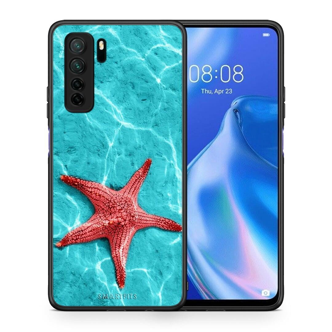 Θήκη Huawei P40 Lite 5G Red Starfish από τη Smartfits με σχέδιο στο πίσω μέρος και μαύρο περίβλημα | Huawei P40 Lite 5G Red Starfish Case with Colorful Back and Black Bezels