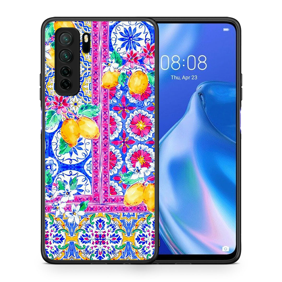 Θήκη Huawei P40 Lite 5G Retro Spring από τη Smartfits με σχέδιο στο πίσω μέρος και μαύρο περίβλημα | Huawei P40 Lite 5G Retro Spring Case with Colorful Back and Black Bezels