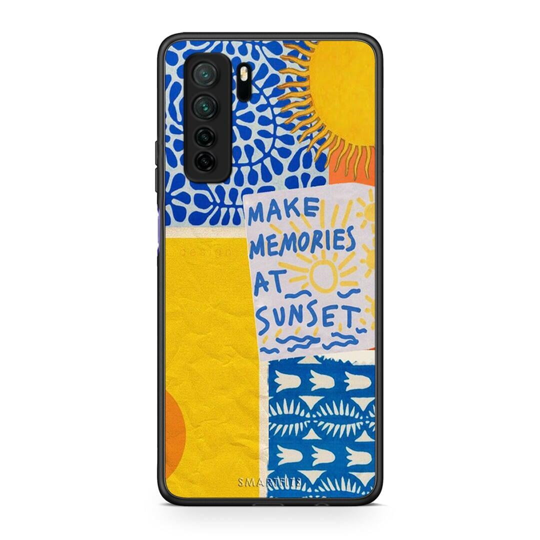 Θήκη Huawei P40 Lite 5G Sunset Memories από τη Smartfits με σχέδιο στο πίσω μέρος και μαύρο περίβλημα | Huawei P40 Lite 5G Sunset Memories Case with Colorful Back and Black Bezels