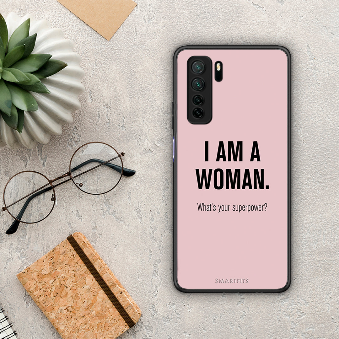 Θήκη Huawei P40 Lite 5G Superpower Woman από τη Smartfits με σχέδιο στο πίσω μέρος και μαύρο περίβλημα | Huawei P40 Lite 5G Superpower Woman Case with Colorful Back and Black Bezels