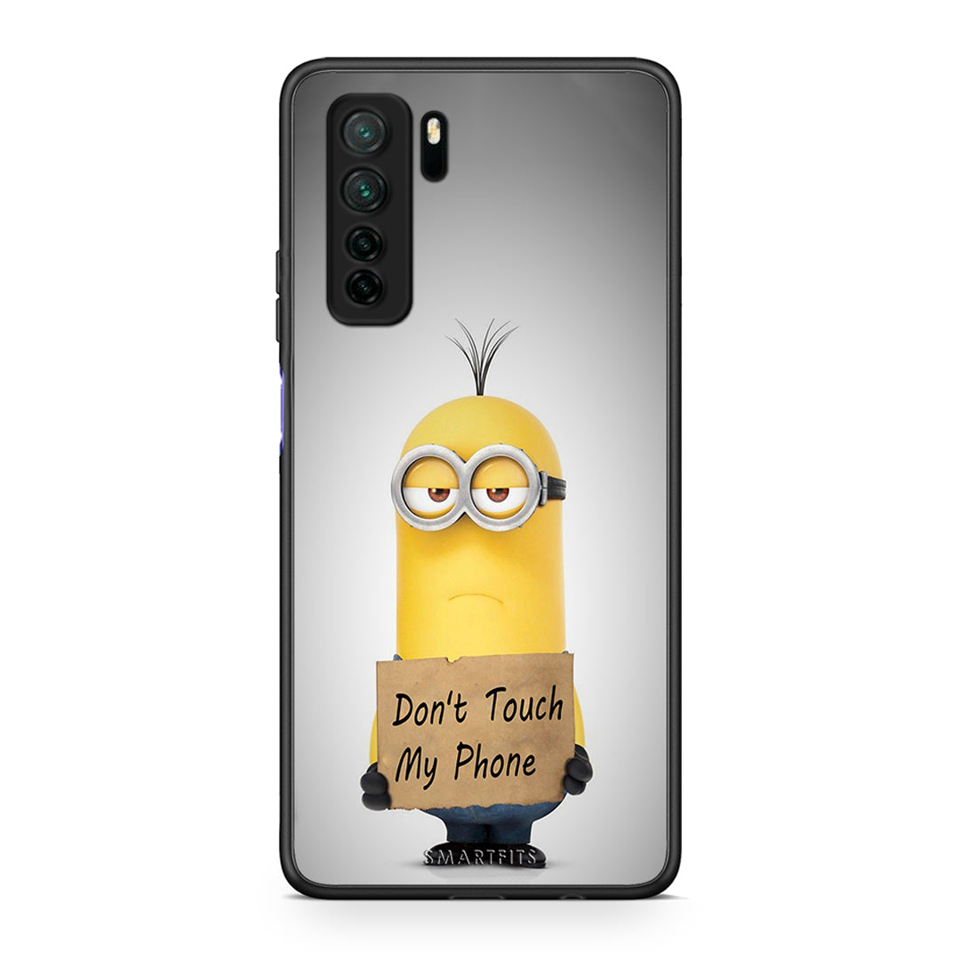 Θήκη Huawei P40 Lite 5G Text Minion από τη Smartfits με σχέδιο στο πίσω μέρος και μαύρο περίβλημα | Huawei P40 Lite 5G Text Minion Case with Colorful Back and Black Bezels