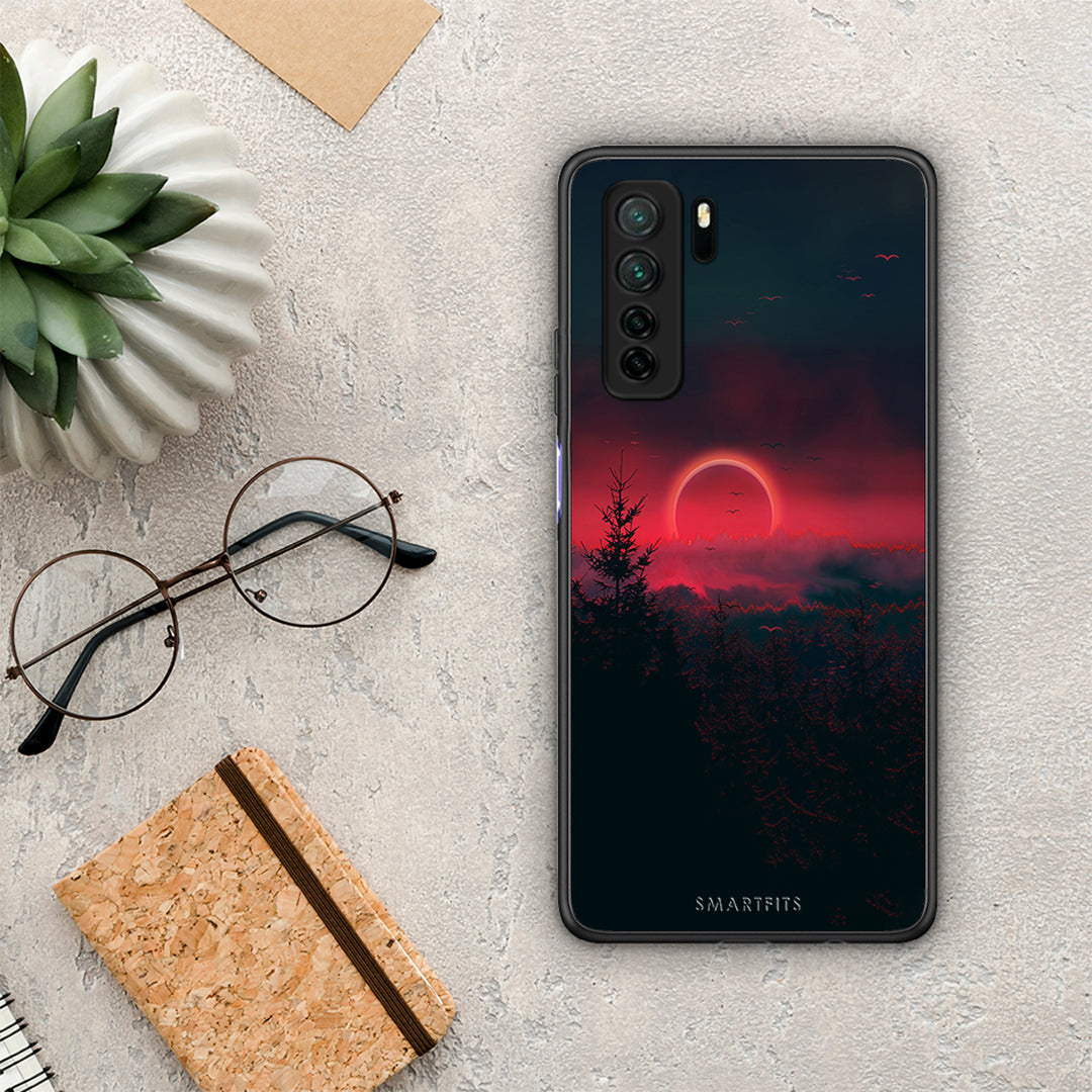 Θήκη Huawei P40 Lite 5G Tropic Sunset από τη Smartfits με σχέδιο στο πίσω μέρος και μαύρο περίβλημα | Huawei P40 Lite 5G Tropic Sunset Case with Colorful Back and Black Bezels