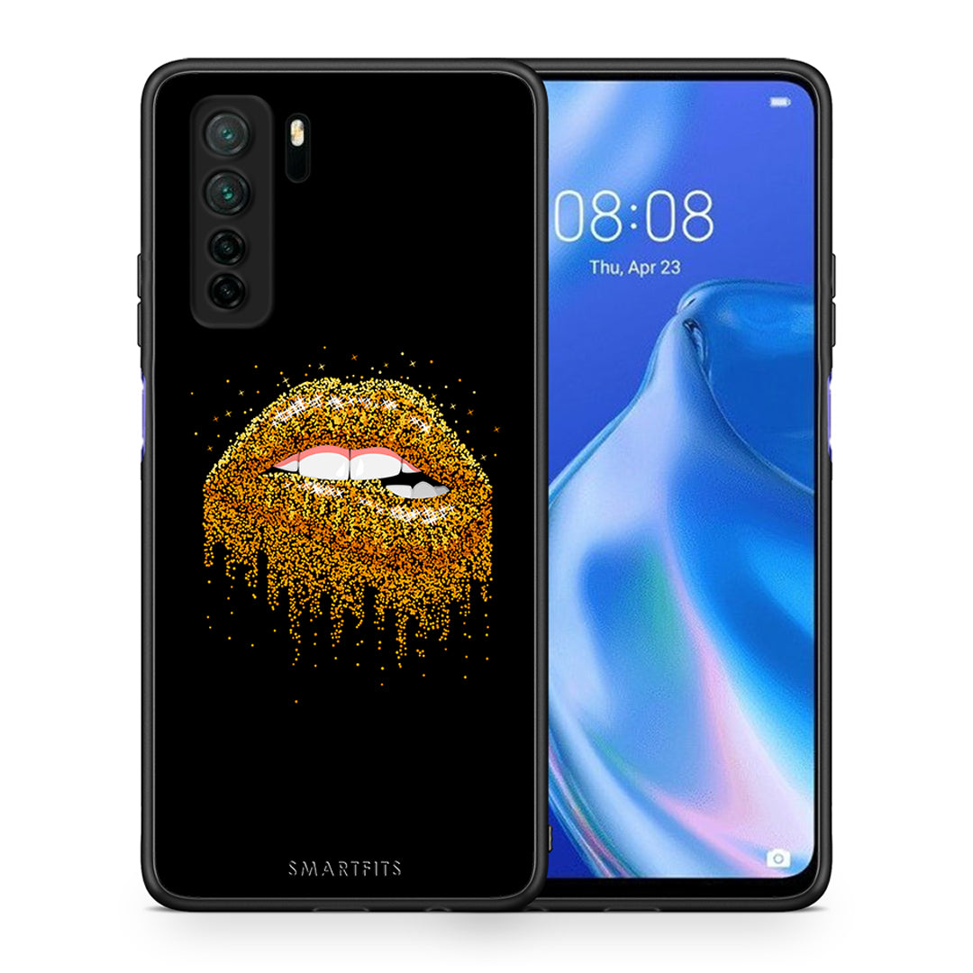 Θήκη Huawei P40 Lite 5G Valentine Golden από τη Smartfits με σχέδιο στο πίσω μέρος και μαύρο περίβλημα | Huawei P40 Lite 5G Valentine Golden Case with Colorful Back and Black Bezels