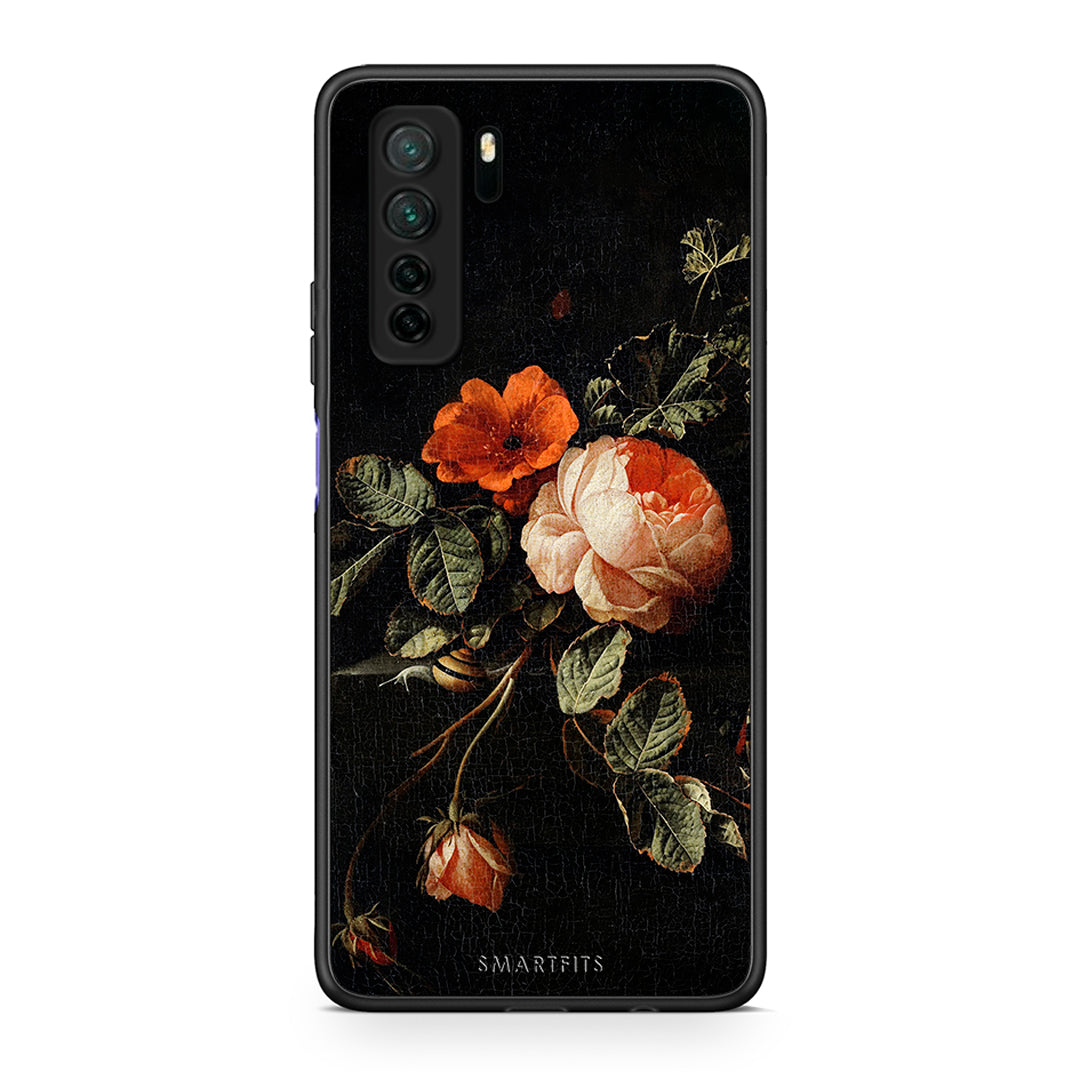 Θήκη Huawei P40 Lite 5G Vintage Roses από τη Smartfits με σχέδιο στο πίσω μέρος και μαύρο περίβλημα | Huawei P40 Lite 5G Vintage Roses Case with Colorful Back and Black Bezels