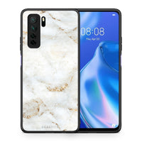 Thumbnail for Θήκη Huawei P40 Lite 5G White Gold Marble από τη Smartfits με σχέδιο στο πίσω μέρος και μαύρο περίβλημα | Huawei P40 Lite 5G White Gold Marble Case with Colorful Back and Black Bezels