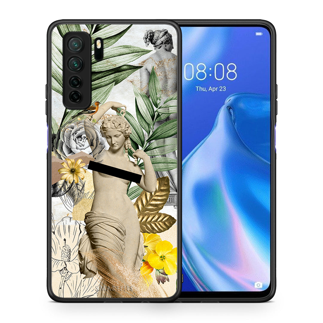 Θήκη Huawei P40 Lite 5G Woman Statue από τη Smartfits με σχέδιο στο πίσω μέρος και μαύρο περίβλημα | Huawei P40 Lite 5G Woman Statue Case with Colorful Back and Black Bezels