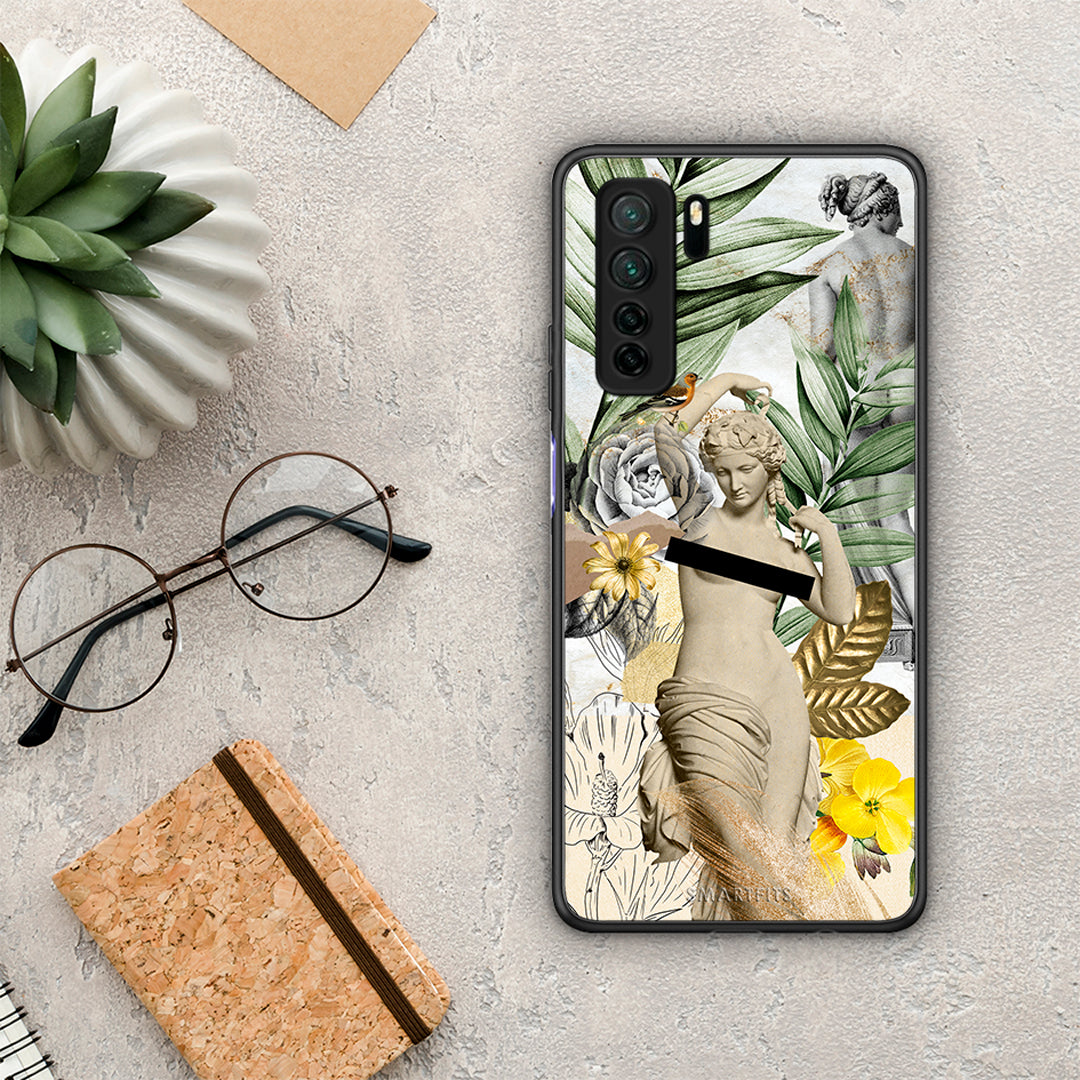 Θήκη Huawei P40 Lite 5G Woman Statue από τη Smartfits με σχέδιο στο πίσω μέρος και μαύρο περίβλημα | Huawei P40 Lite 5G Woman Statue Case with Colorful Back and Black Bezels