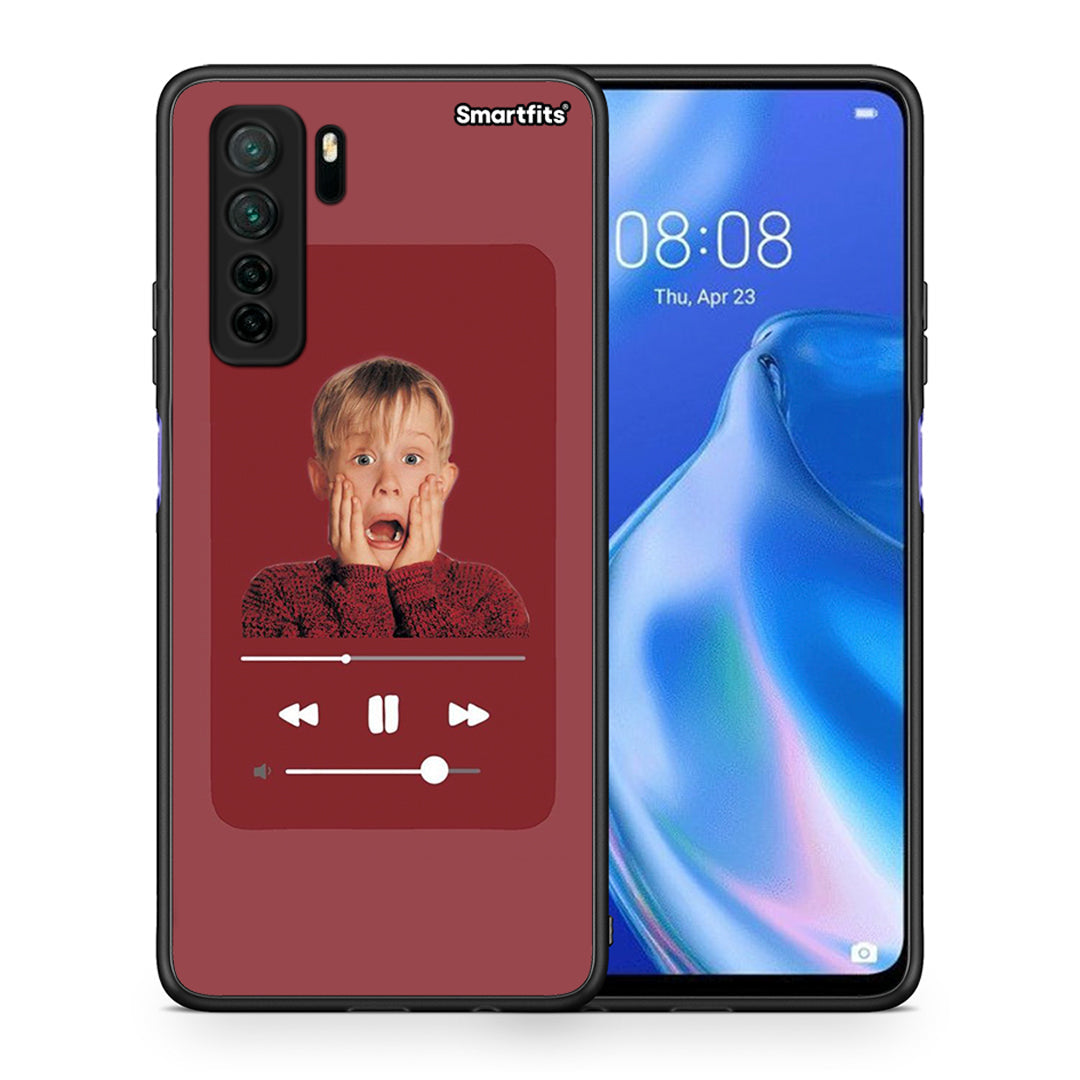 Θήκη Huawei P40 Lite 5G Xmas Alone Music από τη Smartfits με σχέδιο στο πίσω μέρος και μαύρο περίβλημα | Huawei P40 Lite 5G Xmas Alone Music Case with Colorful Back and Black Bezels