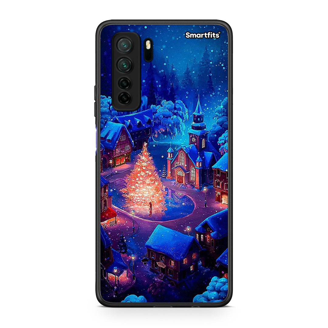 Θήκη Huawei P40 Lite 5G Xmas Village από τη Smartfits με σχέδιο στο πίσω μέρος και μαύρο περίβλημα | Huawei P40 Lite 5G Xmas Village Case with Colorful Back and Black Bezels