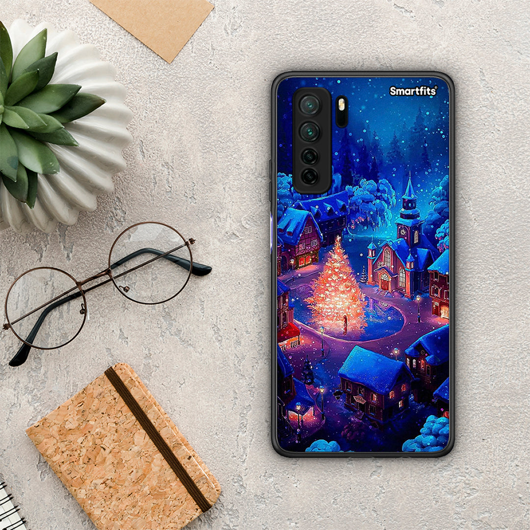 Θήκη Huawei P40 Lite 5G Xmas Village από τη Smartfits με σχέδιο στο πίσω μέρος και μαύρο περίβλημα | Huawei P40 Lite 5G Xmas Village Case with Colorful Back and Black Bezels