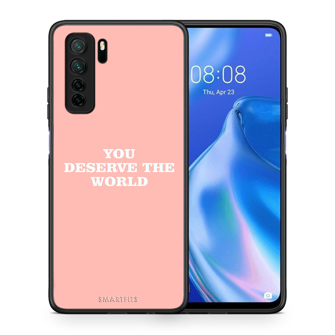 Θήκη Huawei P40 Lite 5G You Deserve The World από τη Smartfits με σχέδιο στο πίσω μέρος και μαύρο περίβλημα | Huawei P40 Lite 5G You Deserve The World Case with Colorful Back and Black Bezels