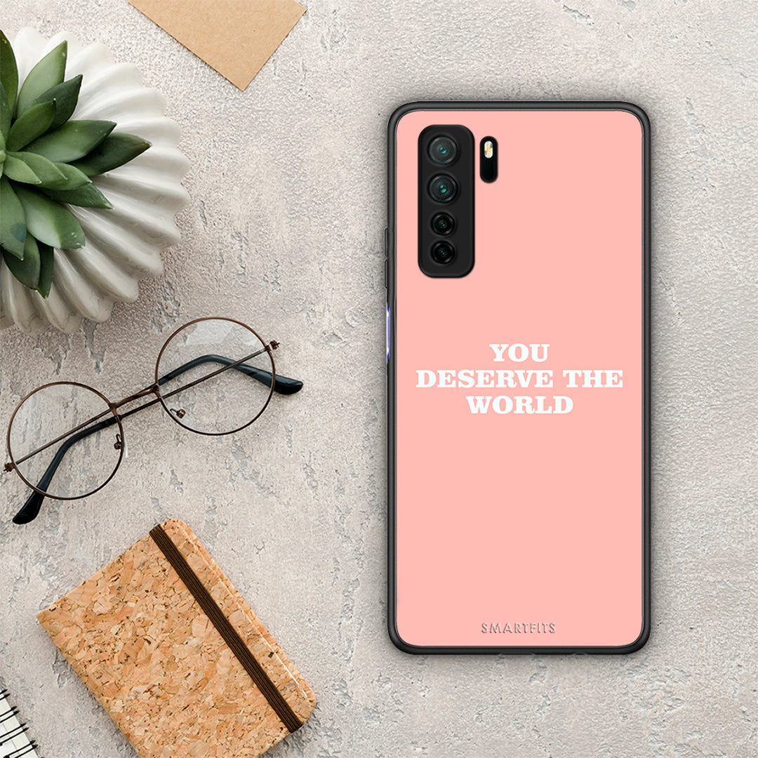 Θήκη Huawei P40 Lite 5G You Deserve The World από τη Smartfits με σχέδιο στο πίσω μέρος και μαύρο περίβλημα | Huawei P40 Lite 5G You Deserve The World Case with Colorful Back and Black Bezels