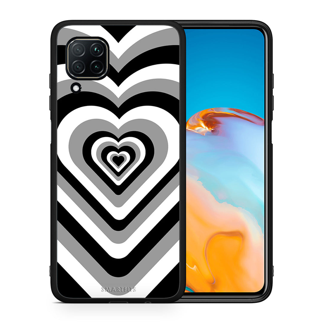 Θήκη Huawei P40 Lite Black Hearts από τη Smartfits με σχέδιο στο πίσω μέρος και μαύρο περίβλημα | Huawei P40 Lite Black Hearts case with colorful back and black bezels