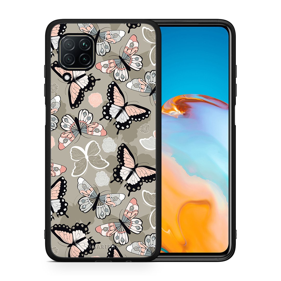 Θήκη Huawei P40 Lite Butterflies Boho από τη Smartfits με σχέδιο στο πίσω μέρος και μαύρο περίβλημα | Huawei P40 Lite Butterflies Boho case with colorful back and black bezels