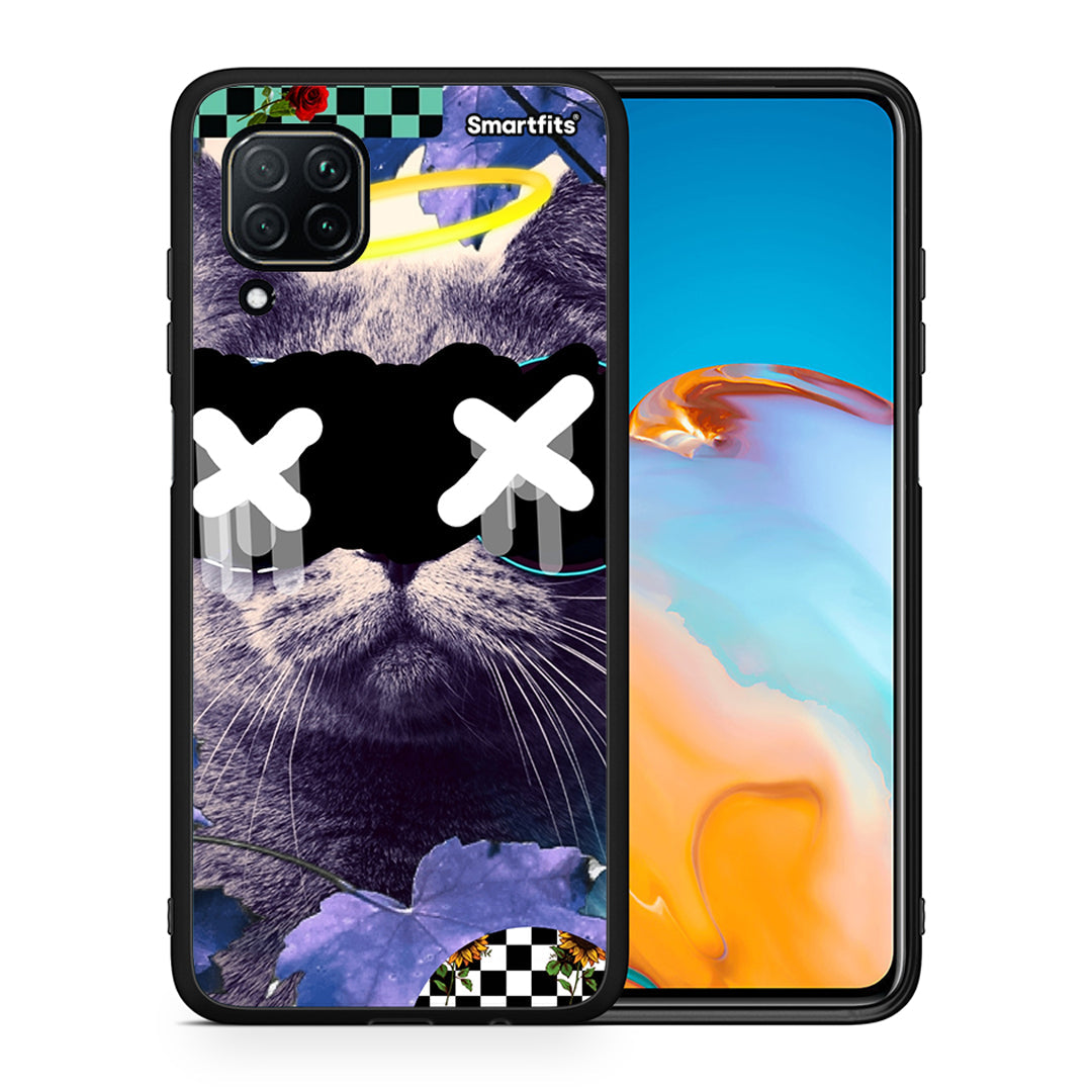 Θήκη Huawei P40 Lite Cat Collage από τη Smartfits με σχέδιο στο πίσω μέρος και μαύρο περίβλημα | Huawei P40 Lite Cat Collage case with colorful back and black bezels